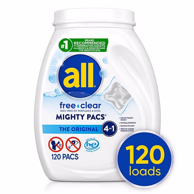 all free clear MIGHTY PACS Laundry Detergent Pacs, The Original, 120 ct. - Image 2