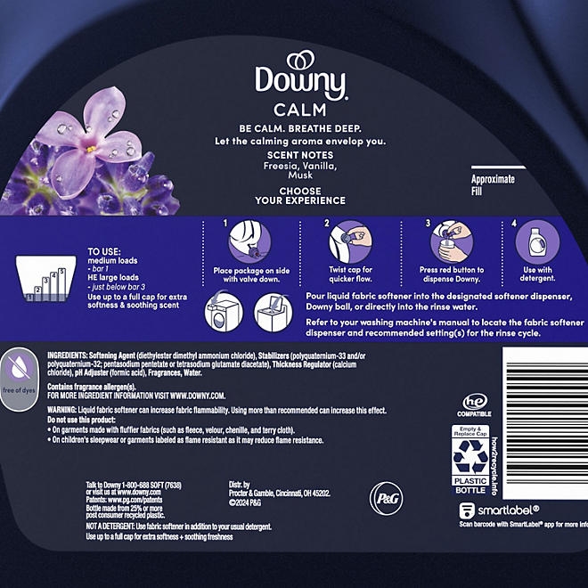 Downy Ultra Soft + Calm Liquid Fabric Softener, Lavender and Vanilla Bean, 164 Loads, 111 fl. oz. - Image 3