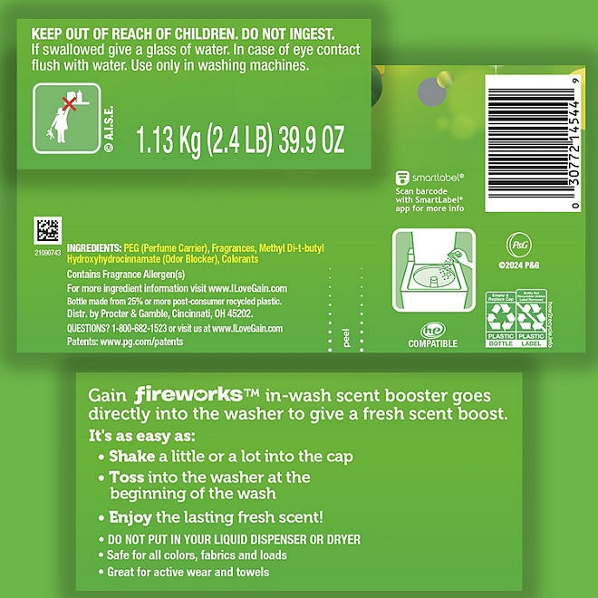 Gain Fireworks In-Wash Scent Booster Beads, Original Scent, 39.9 oz - Image 3