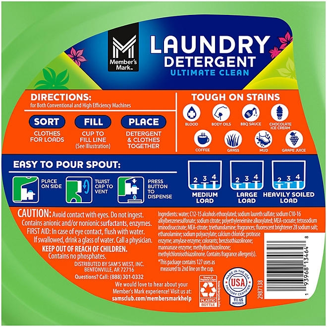 Member's Mark Liquid Laundry Detergent, Paradise Splash, 127 loads, 196 fl. oz. - Image 3