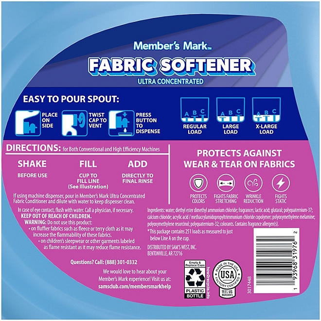 Member's Mark Liquid Fabric Softener, Spring Flowers, 251 loads, 170 fl. oz. - Image 3