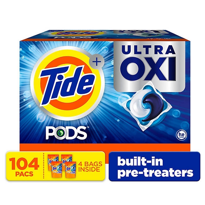 Tide PODS Laundry Detergent Pacs, 4-in-1 Ultra Oxi, 104 ct. - Image 2