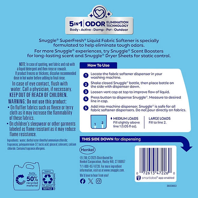Snuggle SuperFresh Liquid Fabric Softener, Original, 155 loads, 164 fl. oz. - Image 9