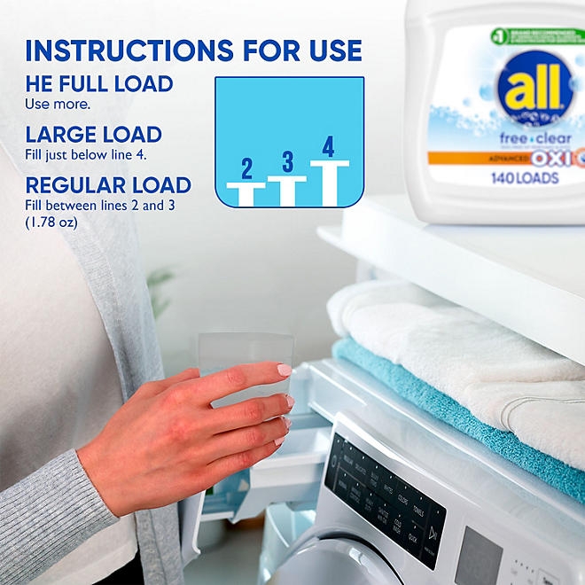 all Free Clear Liquid Laundry Detergent, Advanced Oxi, 140 loads, 250 fl. oz. - Image 5