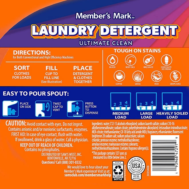 Member's Mark Liquid Laundry Detergent, Fresh Scent, 127 loads, 196 fl. oz. - Image 8