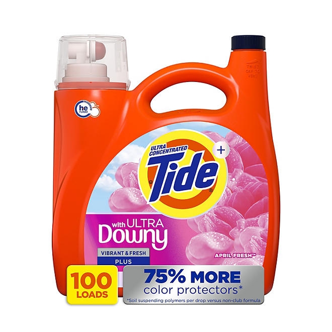 Tide with Ultra Downy Liquid Laundry Detergent, April Fresh Scent, 100 Loads, 128 fl oz - Image 2