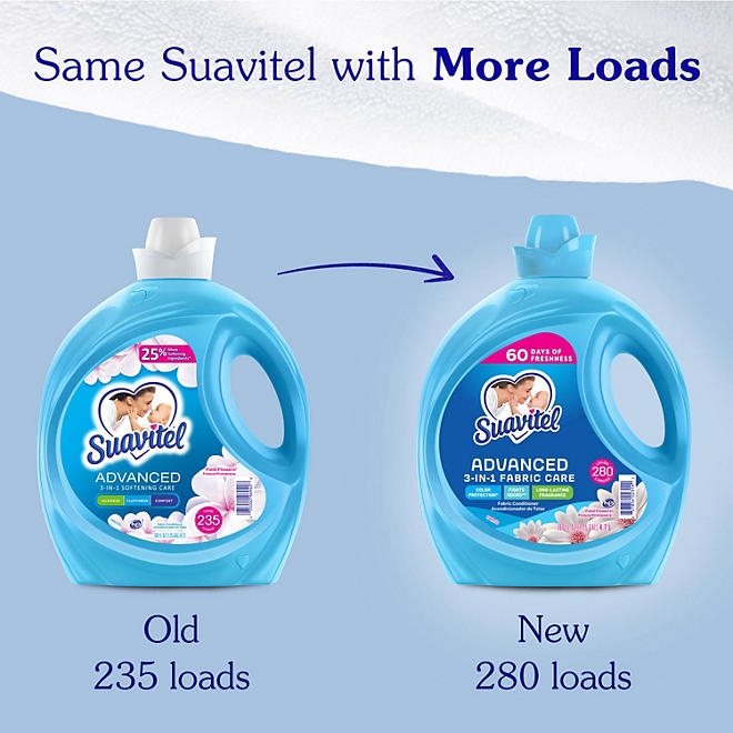 Suavitel Advanced Liquid Fabric Softener, Field Flowers, 280 loads, 160 fl. oz. - Image 4