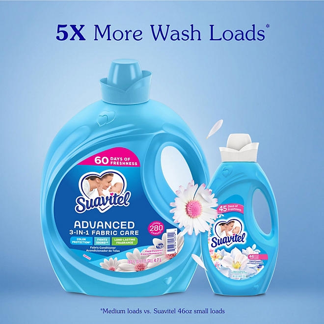 Suavitel Advanced Liquid Fabric Softener, Field Flowers, 280 loads, 160 fl. oz. - Image 7