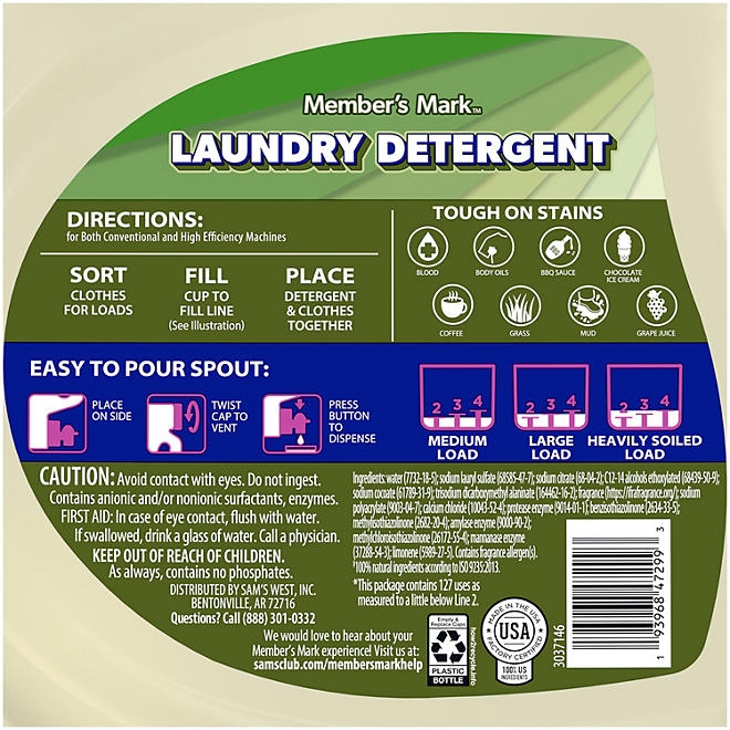 Member's Mark Plant Based Liquid Laundry Detergent, Lavender, 127 loads, 196 fl. oz. - Image 3