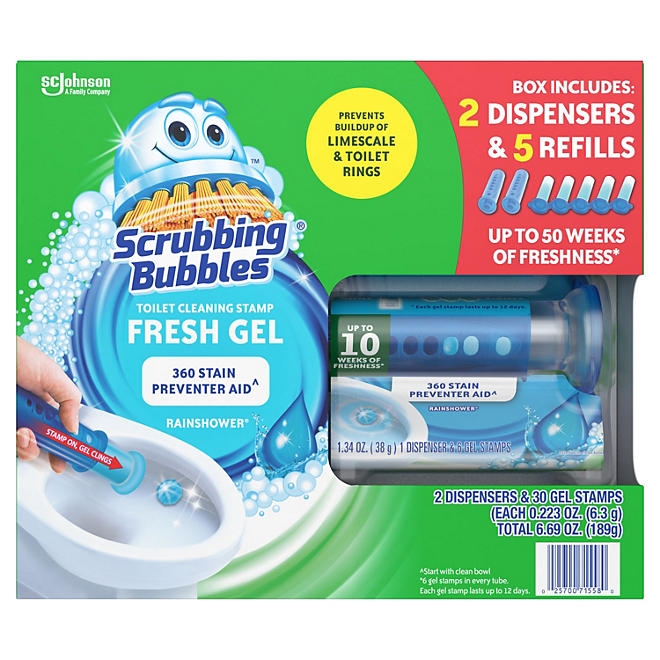 Scrubbing Bubbles Toilet Gel Stamp, Rainshower 2 dispensers + 30 gel stamps - Image 2