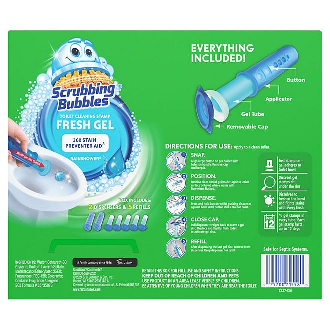 Scrubbing Bubbles Toilet Gel Stamp, Rainshower 2 dispensers + 30 gel stamps - Image 3