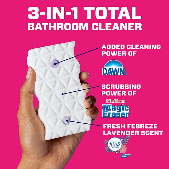 Mr. Clean Magic Eraser 2-in-1 Bathroom Cleaner Sponge, Lavender, 11 ct. - Image 4