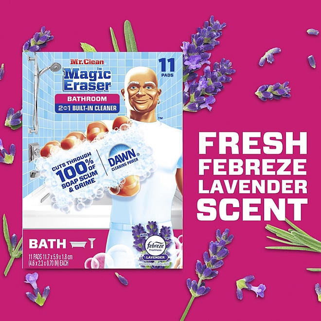 Mr. Clean Magic Eraser 2-in-1 Bathroom Cleaner Sponge, Lavender, 11 ct. - Image 6