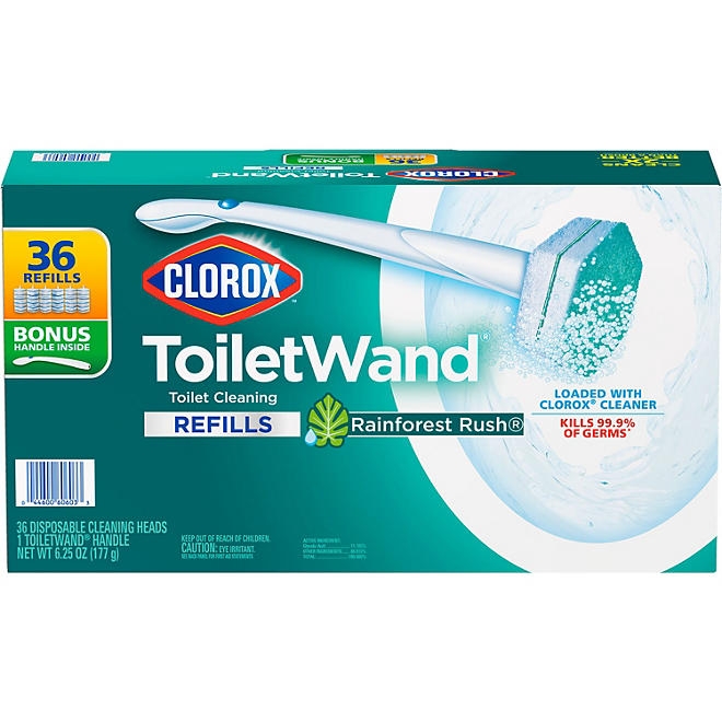 Clorox ToiletWand Toilet Cleaning Kit, Rainforest Rush, 1 ToiletWand Handle + 36 Refills - Image 2