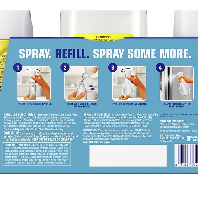 Mr. Clean Clean Freak Multi-Surface Cleaner, Lemon Zest, 2 trigger sprays + refill - Image 3
