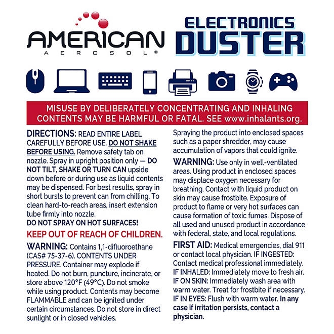 American Aerosol Compressed Gas Electronics Duster 10 oz., 4 Pack - Image 6