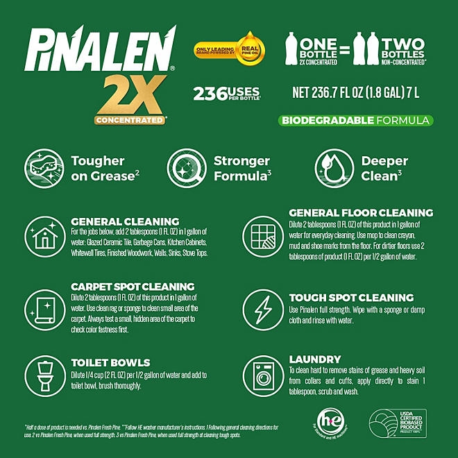Pinalen 2X Concentrated Multipurpose Cleaner, Fresh Pine, 236 fl. oz. - Image 5