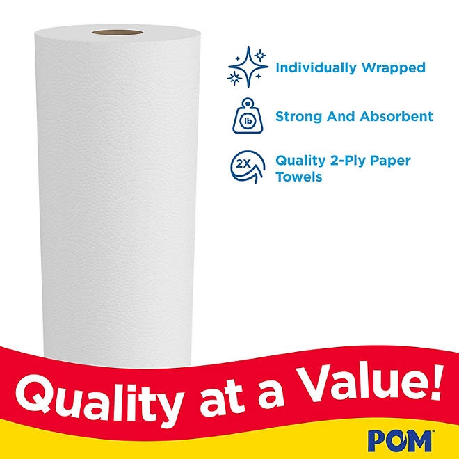 POM Individually Wrapped 2-Ply Paper Towels 30 rolls, 110 sheets/roll - Image 4