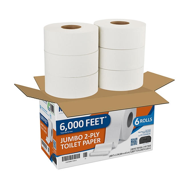 Marathon Jumbo Roll 2-Ply White Toilet Paper 6 rolls, 1000 ft./roll - Image 3