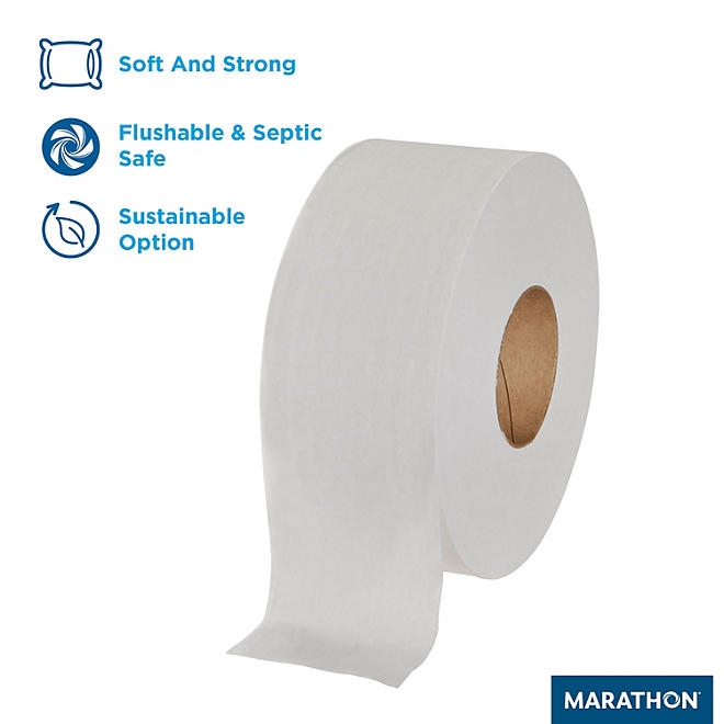 Marathon Jumbo Roll 2-Ply White Toilet Paper 6 rolls, 1000 ft./roll - Image 4