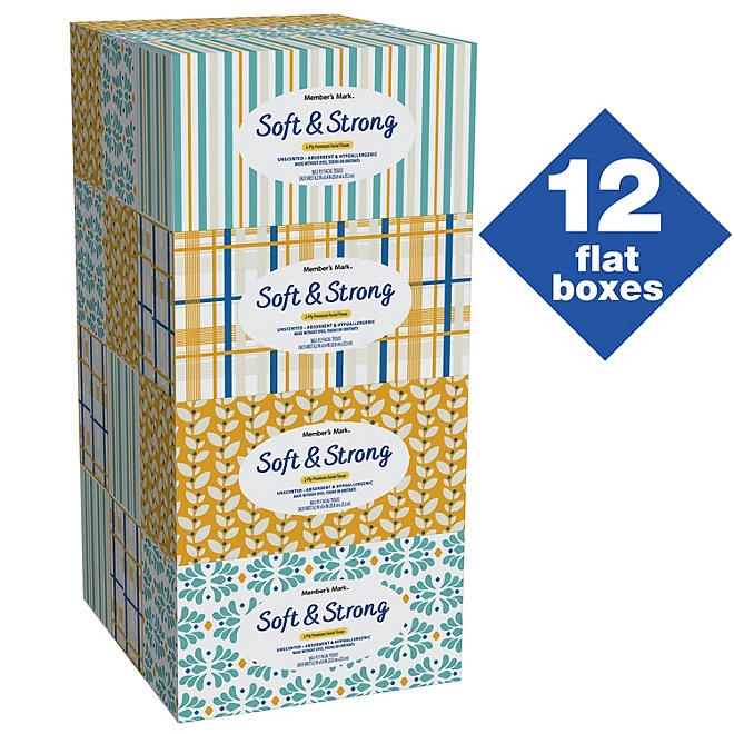 Member&rsquos Mark Soft & Strong 2-Ply Premium Facial Tissues 12 Flat Boxes, 160 tissues/box - Image 3