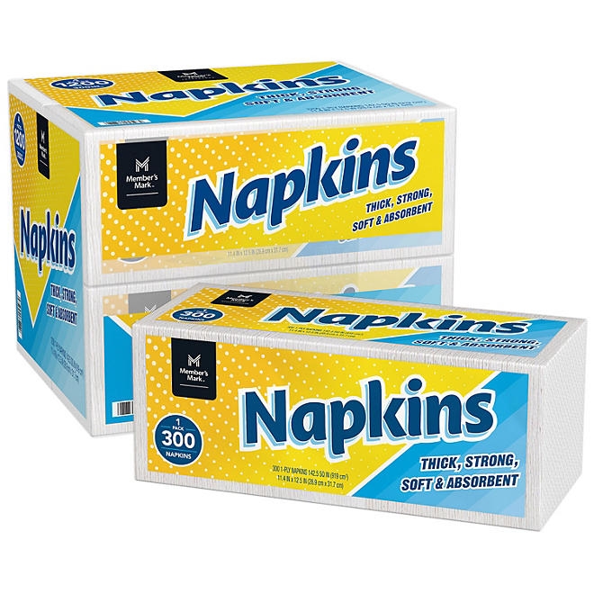 Member's Mark Everyday 1-Ply White Napkins 4 pks., 300 napkins/pk. - Image 2