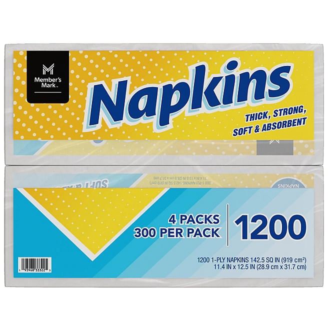 Member's Mark Everyday 1-Ply White Napkins 4 pks., 300 napkins/pk. - Image 6