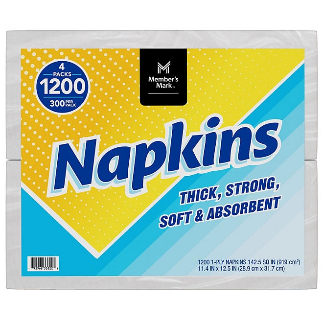 Member's Mark Everyday 1-Ply White Napkins 4 pks., 300 napkins/pk. - Image 7