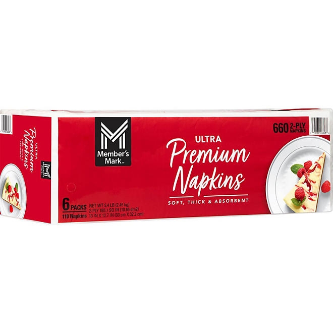 Member's Mark Ultra Premium 2-Ply White Napkins 6 pks., 110 napkins/pk. - Image 7