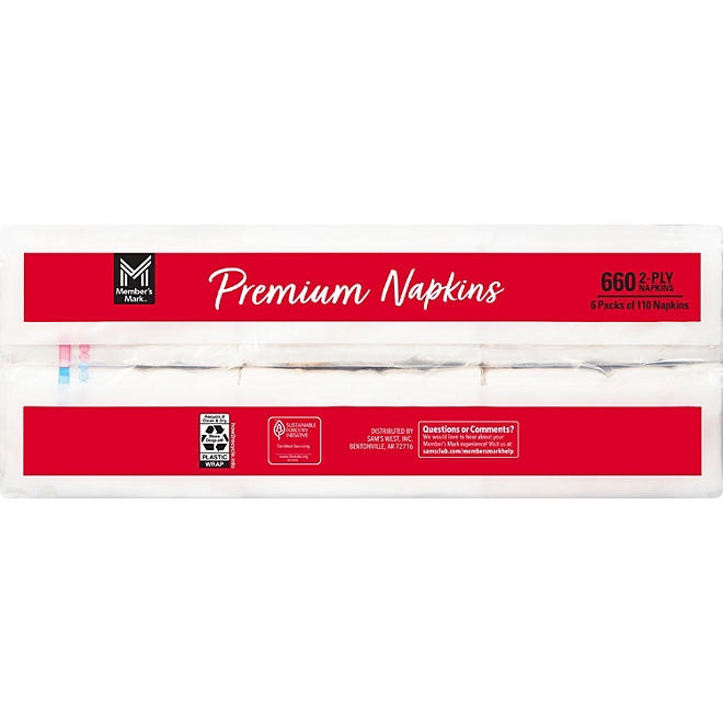 Member's Mark Ultra Premium 2-Ply White Napkins 6 pks., 110 napkins/pk. - Image 8