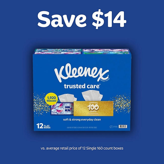 Kleenex Trusted Care 2-ply Facial Tissues 12 boxes, 160 tissues/box - Image 4