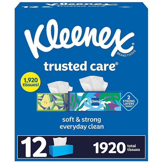 Kleenex Trusted Care 2-ply Facial Tissues 12 boxes, 160 tissues/box - Image 2