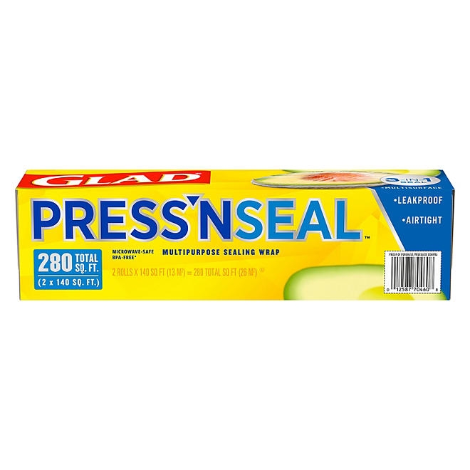 Glad Press'n Seal Plastic Food Wrap 140 sq. ft./roll, 2 rolls - Image 2