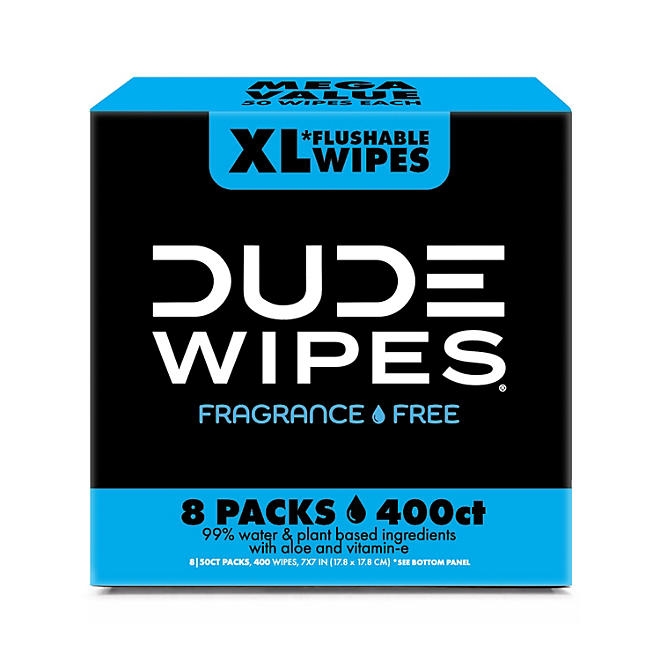 DUDE WIPES XL Flushable Wipes, Fragrance Free, 8 ct., 400 wipes - Image 2