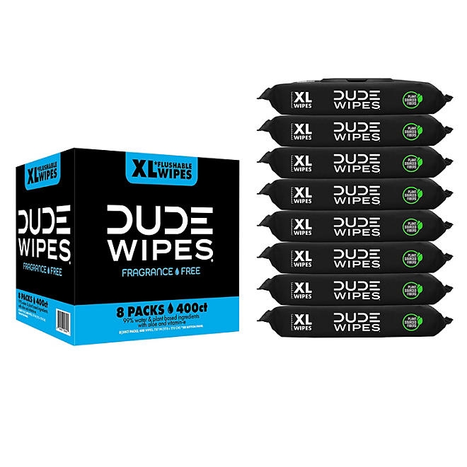 DUDE WIPES XL Flushable Wipes, Fragrance Free, 8 ct., 400 wipes - Image 3