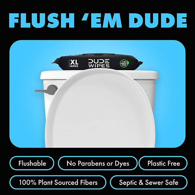 DUDE WIPES XL Flushable Wipes, Fragrance Free, 8 ct., 400 wipes - Image 5