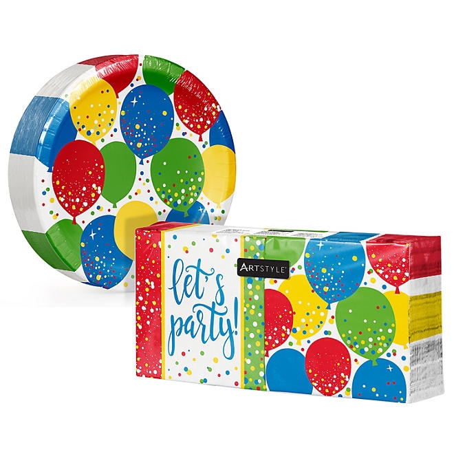 Artstyle Balloon Sparkles Birthday Paper Plates & Napkins Kit, 285 ct. - Image 2