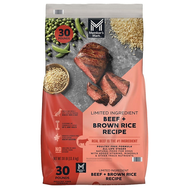 Member's Mark, Beef and Brown Rice, Limited Ingredient Dry Dog Food, 30 lbs. - Image 2
