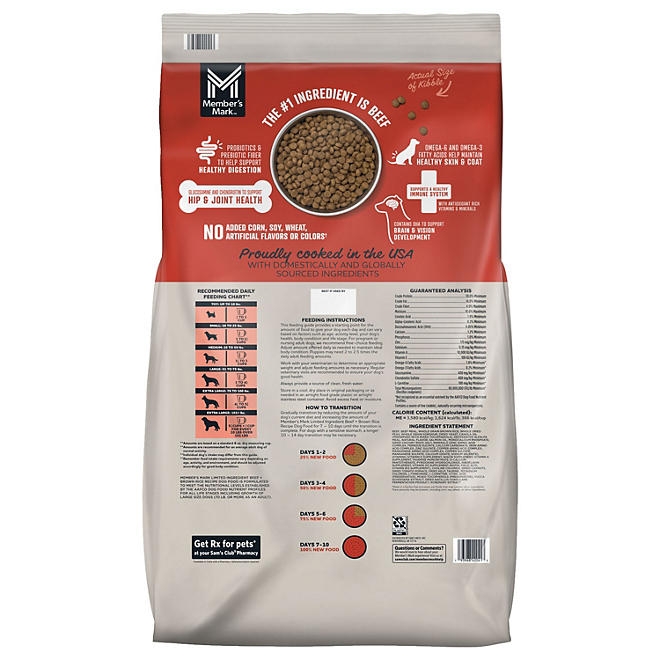 Member's Mark, Beef and Brown Rice, Limited Ingredient Dry Dog Food, 30 lbs. - Image 3