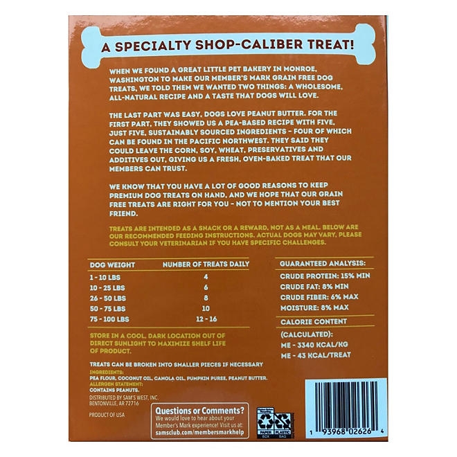 Member's Mark Grain-Free Dog Treat Biscuits, Peanut Butter Flavored, 5 lbs. - Image 3