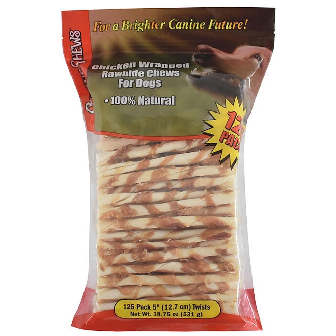 Canine Chews Chicken-Wrapped Rawhide Chews for Dogs, 125 ct. - Image 2