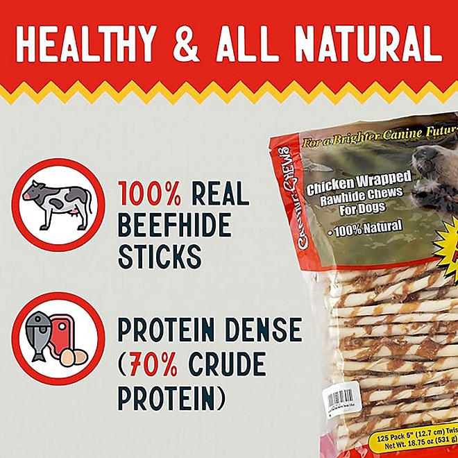 Canine Chews Chicken-Wrapped Rawhide Chews for Dogs, 125 ct. - Image 6