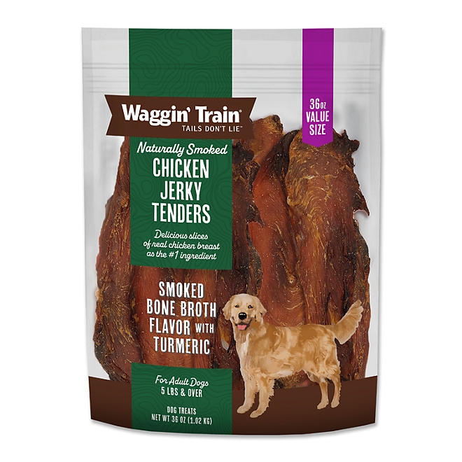 Waggin Train Chicken Jerky Tenders with Bone Broth & Turmeric, High Protein Dog Treats, 36 oz. - Image 2