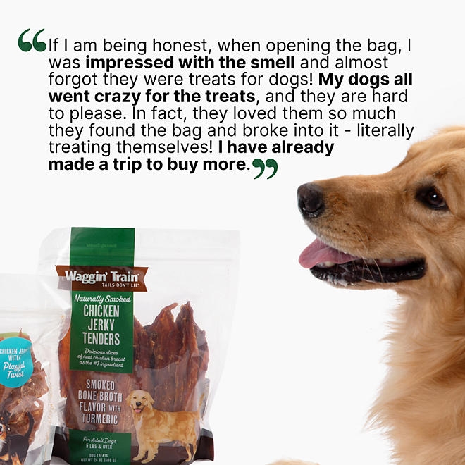 Waggin Train Chicken Jerky Tenders with Bone Broth & Turmeric, High Protein Dog Treats, 36 oz. - Image 7