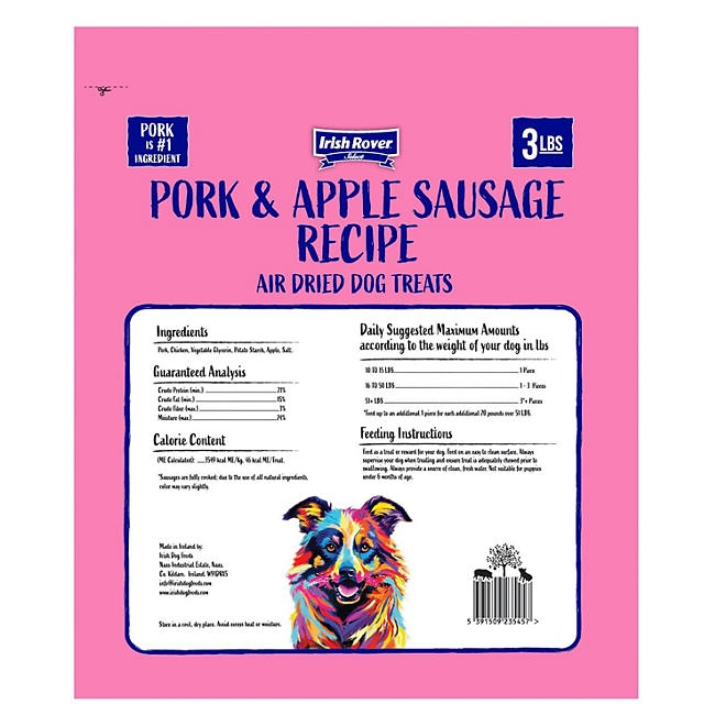 Irish Rover Pork and Apple Sausage Air Dried Dog Treats, 48 oz. - Image 6