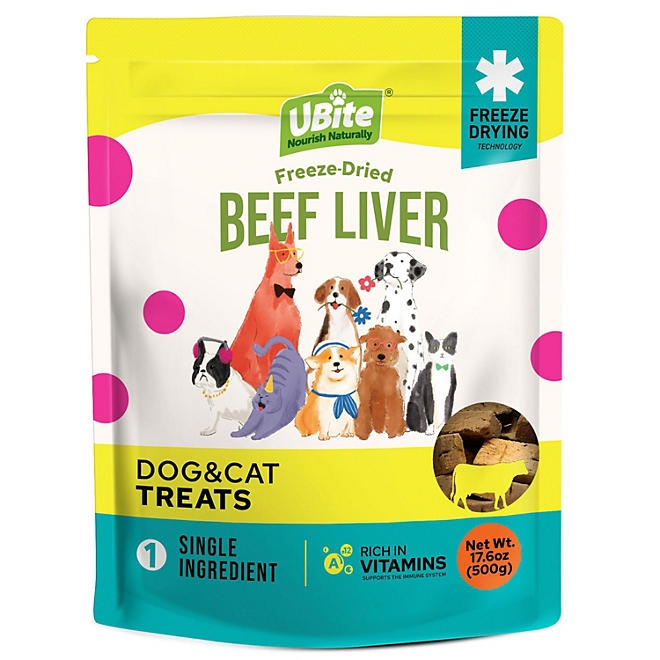 UBite Raw Bits Freeze-Dried Beef Liver Dog + Cat Treats, 17 oz. - Image 2