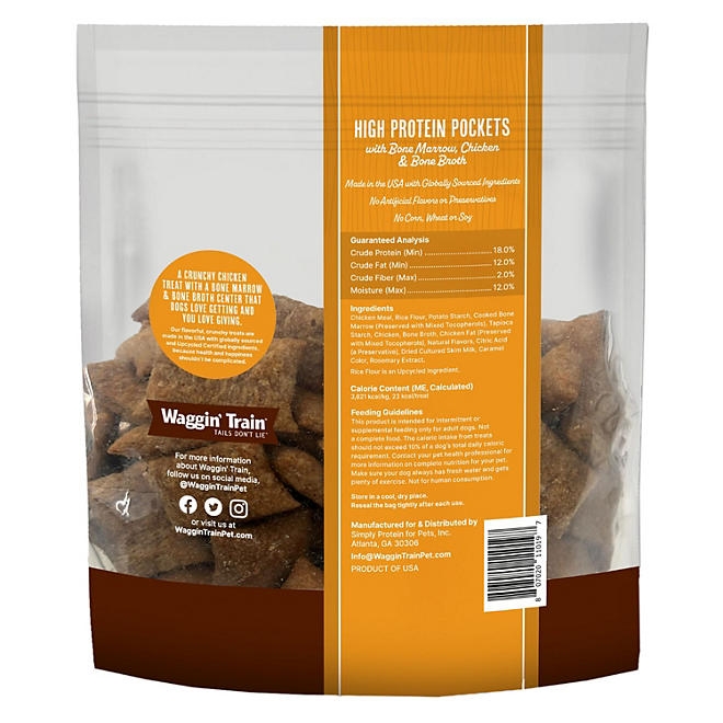 Waggin' Train, Chicken & Bone Broth, High Protein Pockets with Bone Marrow, 36 oz. - Image 3