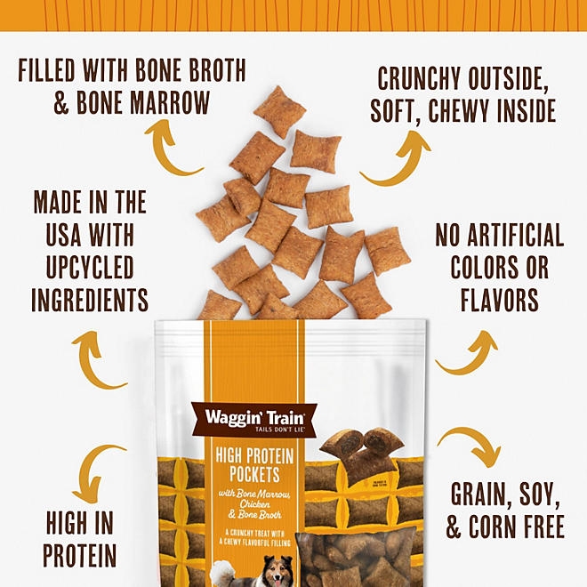 Waggin' Train, Chicken & Bone Broth, High Protein Pockets with Bone Marrow, 36 oz. - Image 5