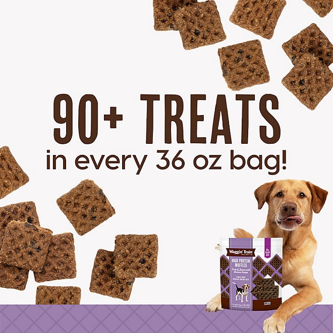 Waggin Train Pork & Bacon with Banana Recipe, High Protein Waffles Dog Treats, 36 oz. - Image 6