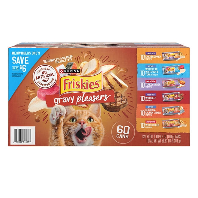 Purina Friskies Gravy Pleasers Variety Pack, Adult Wet Cat Food, 5.5 oz., 60 ct. - Image 2